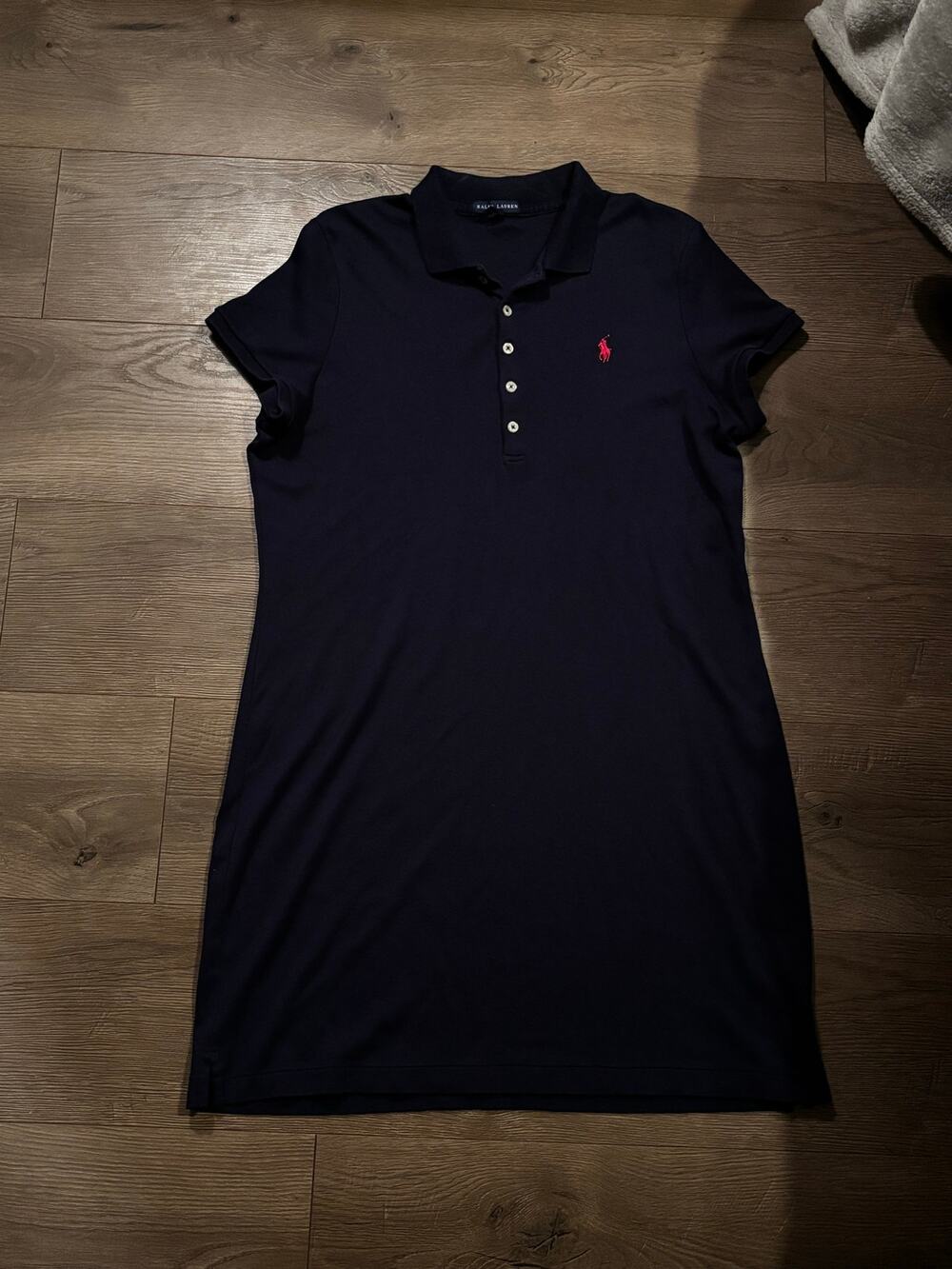 Ralph Lauren Women’s Navy Polo Shirt Dress Pink Pony Logo XL